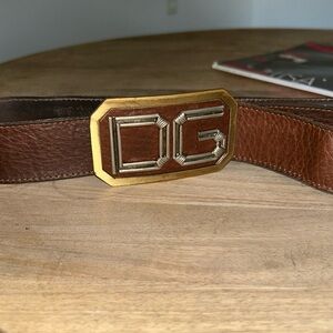 DG Vintage chocolate brown leather Dolce And Gabana belt
